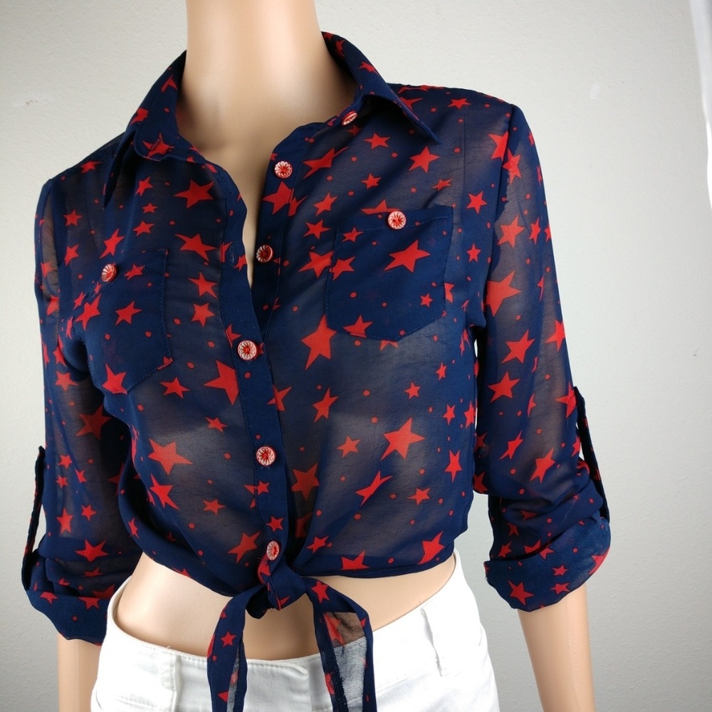 Love Culture Star 🌟 Spangled Mid Drift sz S EUC